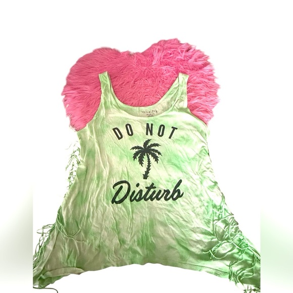 Wound up tank frilling on the sides green and white tye dye graphic tank sz15/17 - Picture 1 of 4